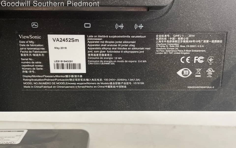 ViewSonic VA2459-SMH Monitors New Black