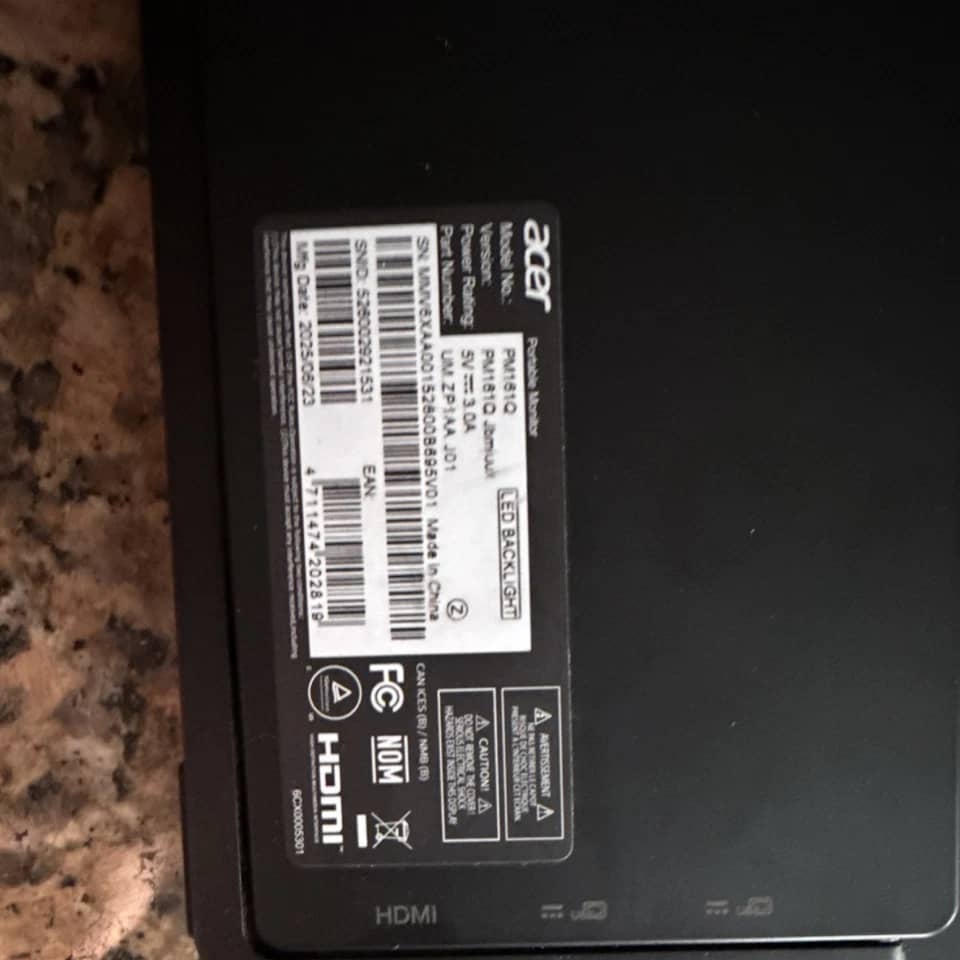 Acer PM161Q Monitors New Black