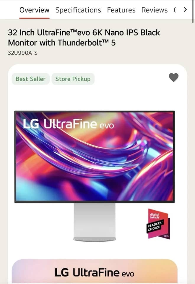 LG 32U990A Monitors New Black