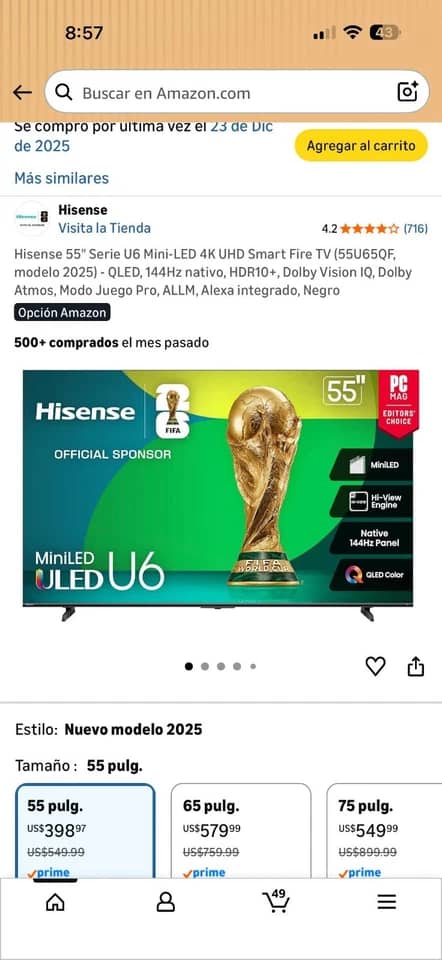 Hisense U65QF TVs New Black