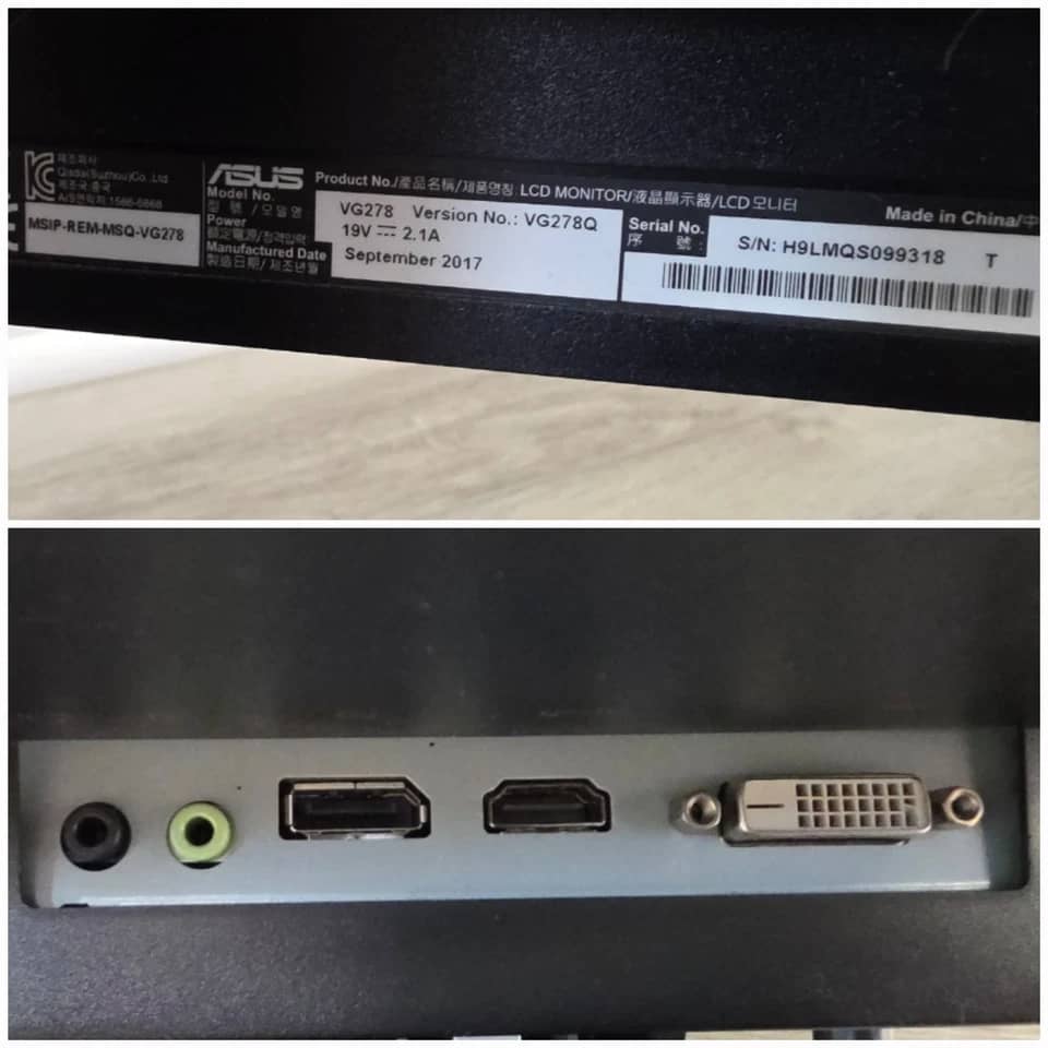 ASUS VG278Q Monitors Used - Good Black
