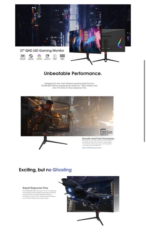 Sceptre E275B Monitors New Black
