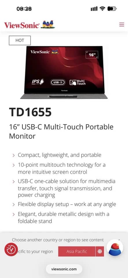ViewSonic TD1655 Monitors New Unspecified