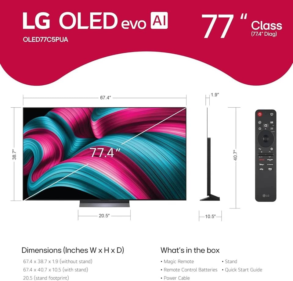 LG oled77c5pua TVs Open-Box Excellent Black