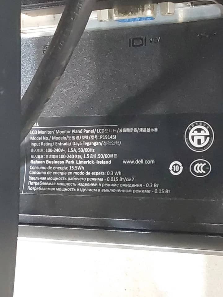 Dell P1914S Monitors Used - Good Black