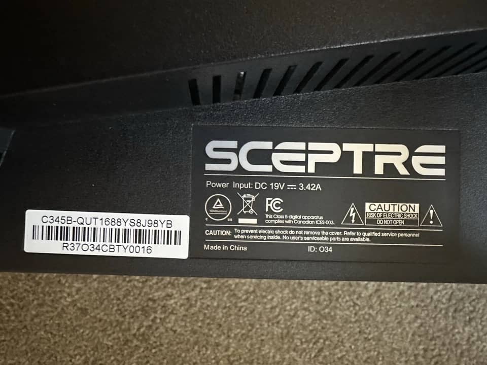 Sceptre C345B Monitors New Black