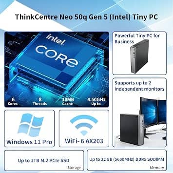 Lenovo ThinkCentre neo 50q Gen 5 Computers New 512GB 8GB