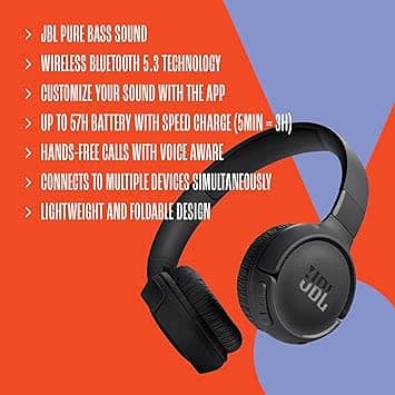 JBL JBLT520BTBLKAM Headphones & Earbuds New Blue