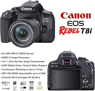 Canon EOS Rebel T8i Digital Cameras Black Refurbished - Excellent