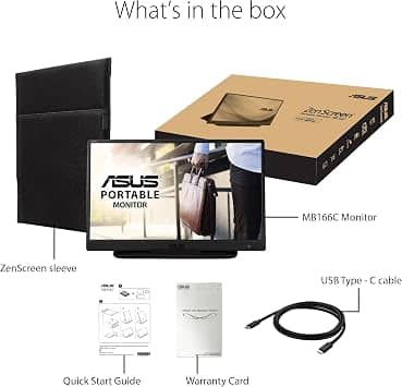 ASUS MB166C Monitors Open-Box Excellent Black