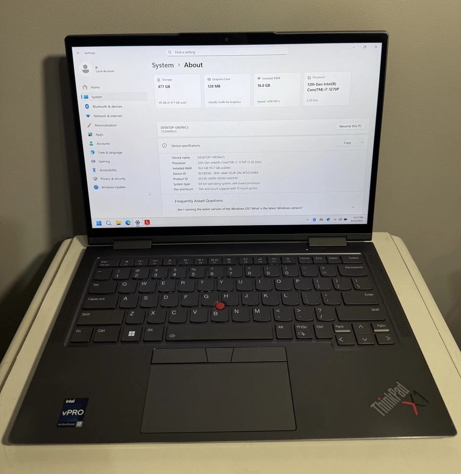 Lenovo ThinkPad X1 Yoga Gen 7 Computers Refurbished - Excellent 512GB 16GB