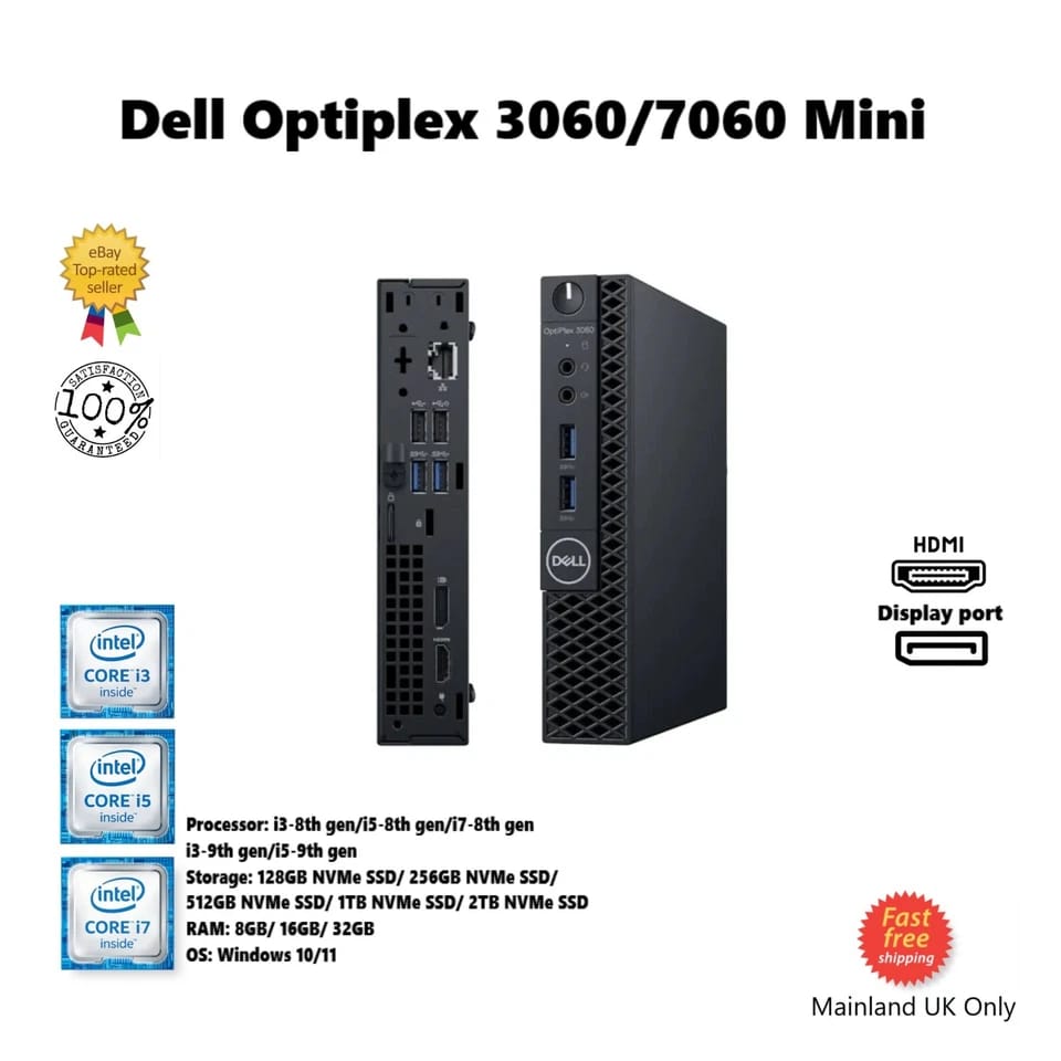 Dell OptiPlex 3060 Computers New 256GB 8GB