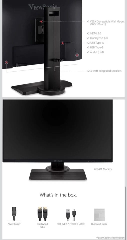 ViewSonic XG2431 Monitors New Black