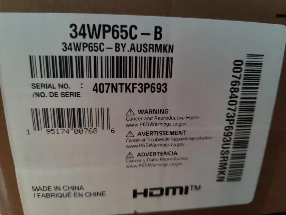 LG 34WP65C Monitors New Black